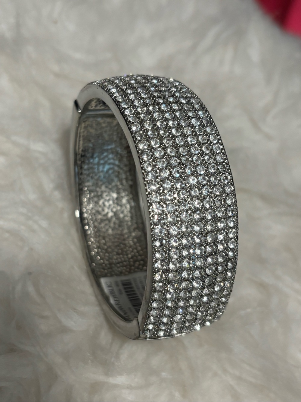 Banana Republic Silver Crystal Pavé Hinged Bangle Bracelet
